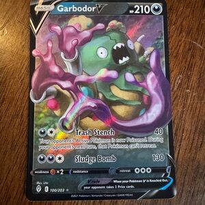 Pokemon Garbodor V Card - Green & Purple